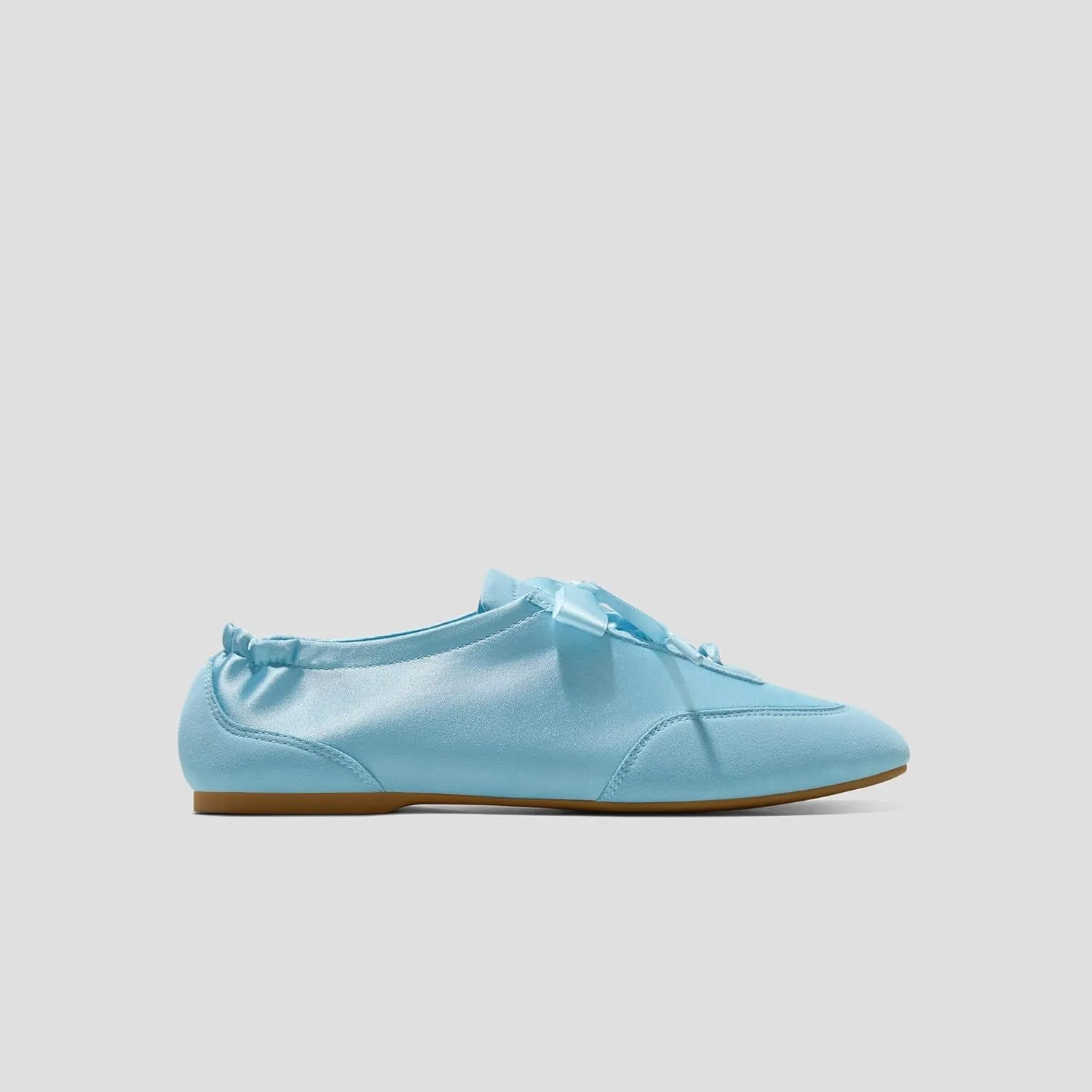 VIVIAIA Cristina Square Toe Smooth Satin Fabric Lace-Up Satin Sneakerina