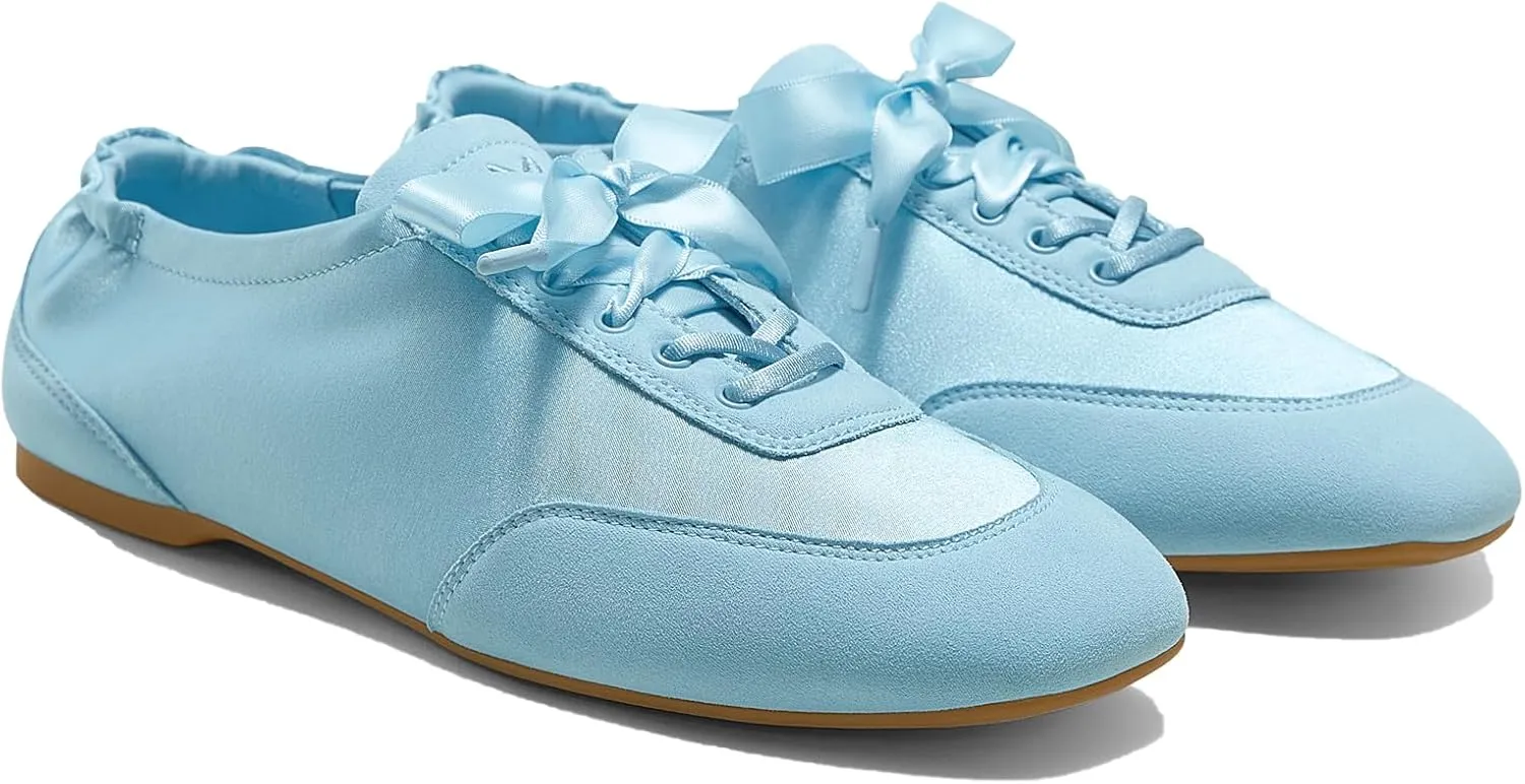 VIVIAIA Cristina Square Toe Smooth Satin Fabric Lace-Up Satin Sneakerina