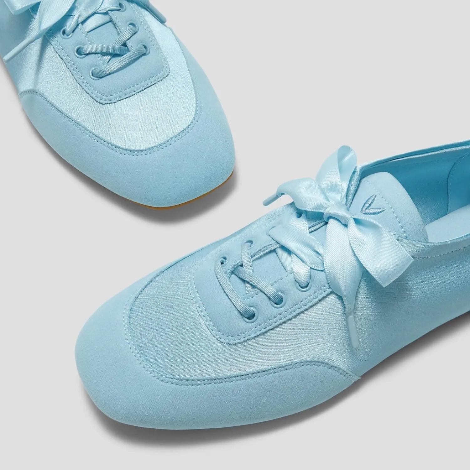 VIVIAIA Cristina Square Toe Smooth Satin Fabric Lace-Up Satin Sneakerina