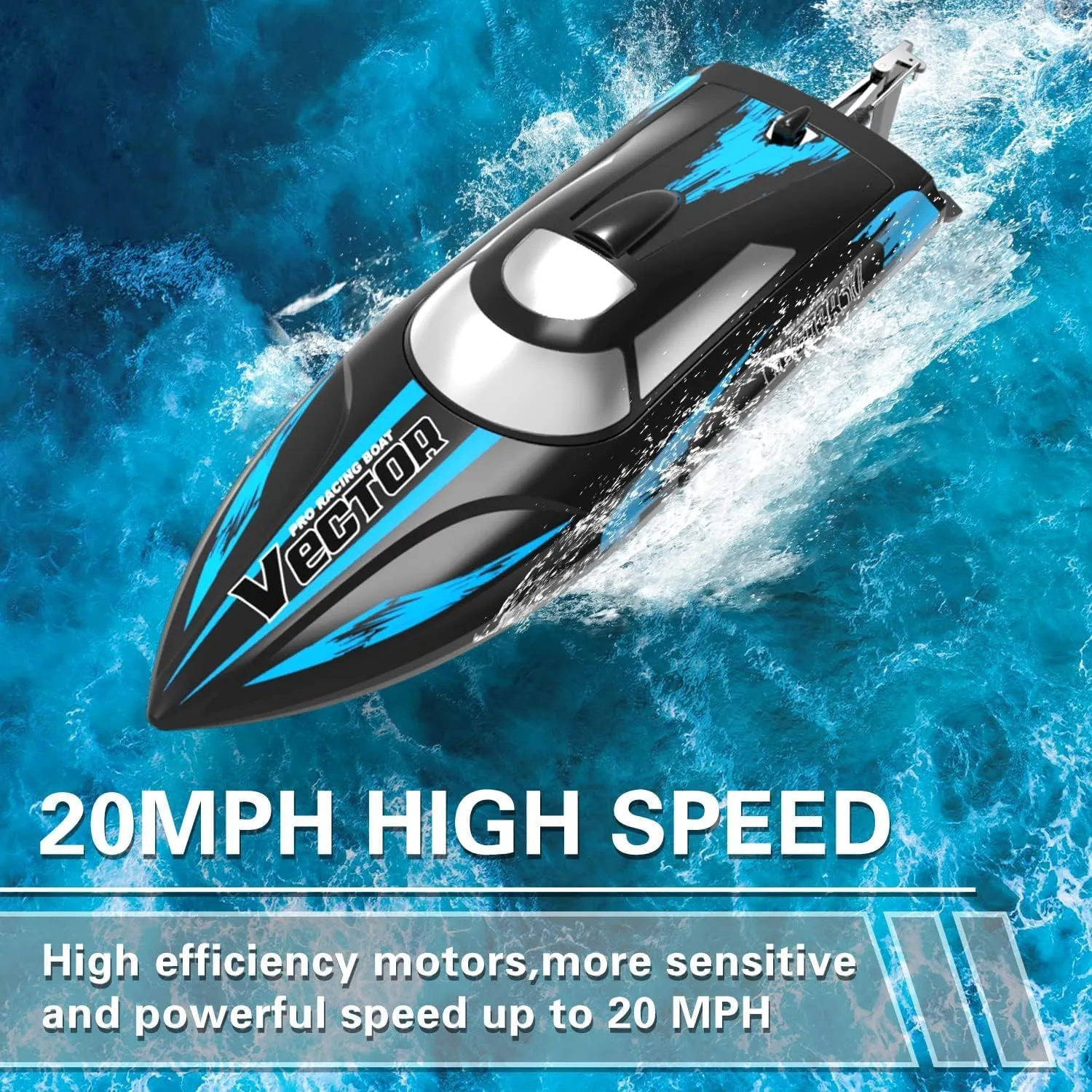 VOLANTEXRC RC Remote Control Boat for Pool，2.4Ghz Control Rc Boats for Adults，Lake Electric Boat with Water Cooling System 2Rechargeable Batteries