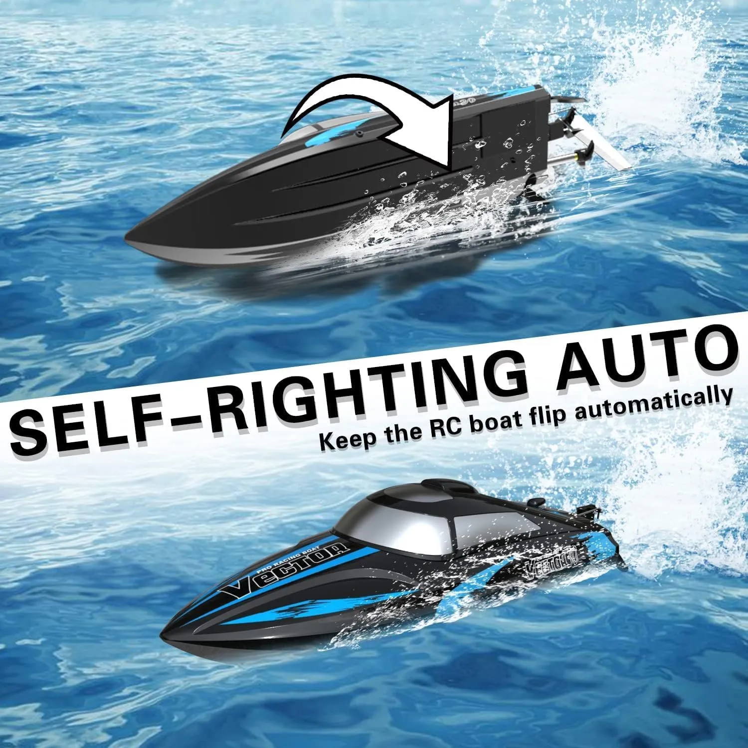 VOLANTEXRC RC Remote Control Boat for Pool，2.4Ghz Control Rc Boats for Adults，Lake Electric Boat with Water Cooling System 2Rechargeable Batteries