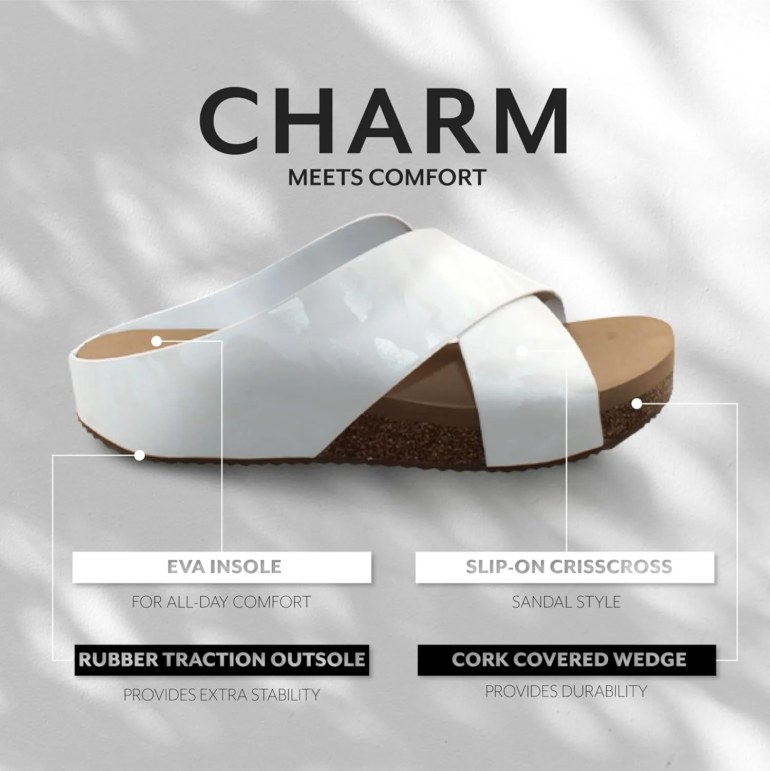 VOLATILE Ablette Wedge Sandals for Women Featuring Slip-on Crisscross Design with EVA Insole and Rubber Outsole