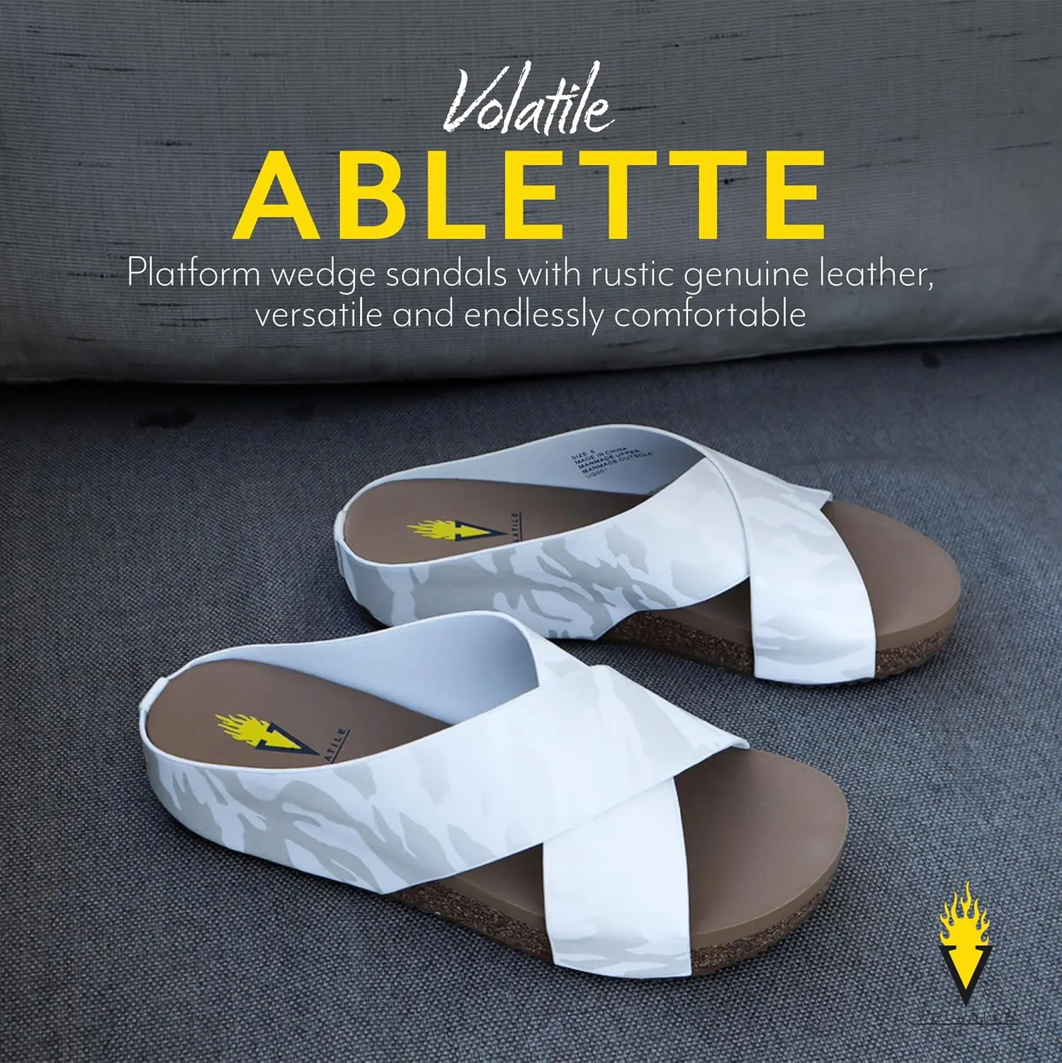 VOLATILE Ablette Wedge Sandals for Women Featuring Slip-on Crisscross Design with EVA Insole and Rubber Outsole