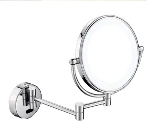 Wall Mounted Makeup Mirror with 3X Magnification, Makeup Mirror with LED Lights for Girls, 8 Inches, 360 Degree Swivel, Two-Sided Extendable, Bathroom and Hotel, Smart Sensor (Size : Plug)