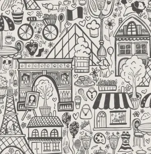 WallPops! Oui Paris Charcoal Peel & Stick Wallpaper