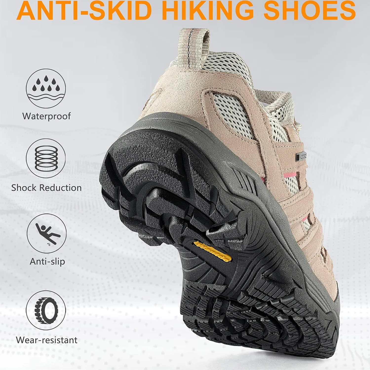 wantdo Women's Waterproof Hiking Shoes Wide Width Lightweight Trail Trekking Shoe Walking Outdoor Sneakers