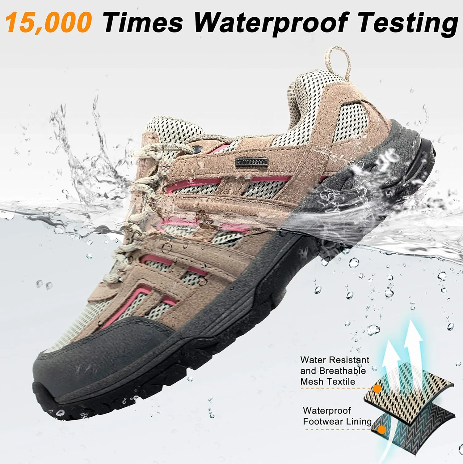 wantdo Women's Waterproof Hiking Shoes Wide Width Lightweight Trail Trekking Shoe Walking Outdoor Sneakers
