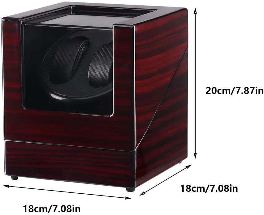 Watch Double Watch Winder, Extremely Silent Motor, Wood Shell Piano Paint Exterior,Fit Lady and Man Watches, Red,Red Black