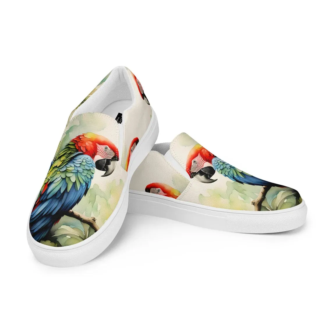 Watercolor Parrothead Women’s Slip-on Canvas Shoes