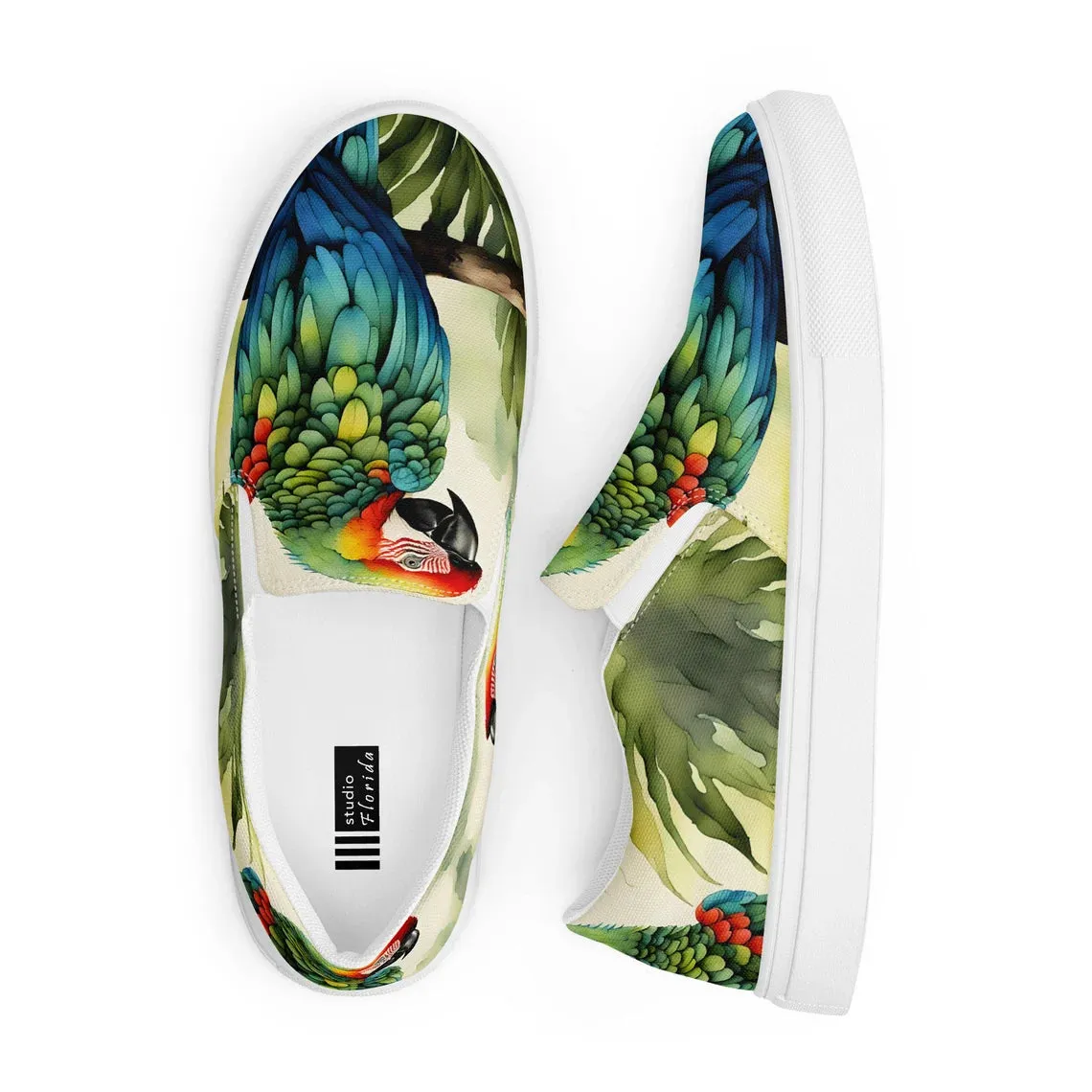 Watercolor Parrothead Women’s Slip-on Canvas Shoes