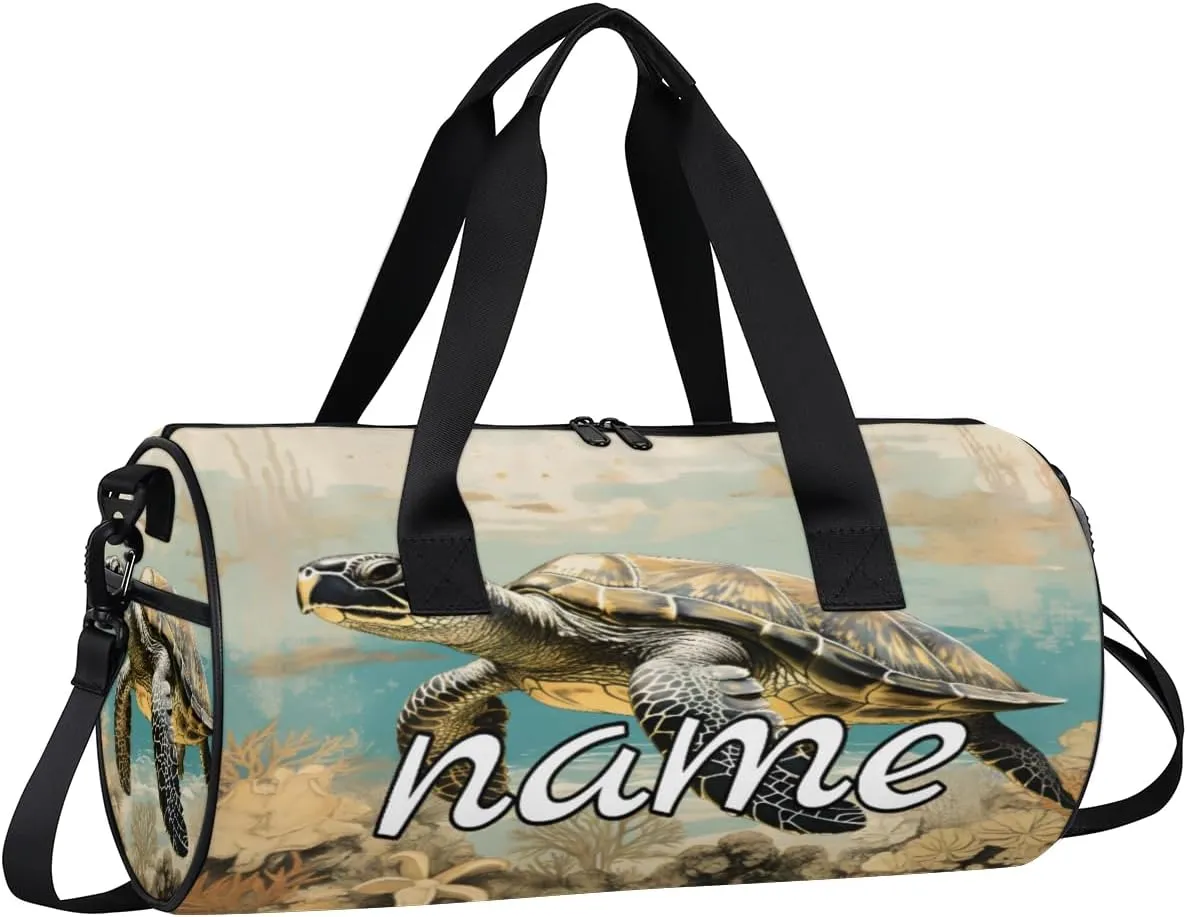 Watercolor Sea Turtles Personalized Dance Bags, Watercolor Sea Turtles Custom Sport Duffel Bag Travel Duffle Bag Overnight Weekender Bag