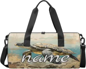 Watercolor Sea Turtles Personalized Dance Bags, Watercolor Sea Turtles Custom Sport Duffel Bag Travel Duffle Bag Overnight Weekender Bag