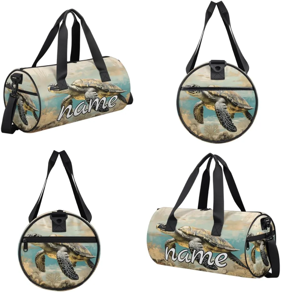 Watercolor Sea Turtles Personalized Dance Bags, Watercolor Sea Turtles Custom Sport Duffel Bag Travel Duffle Bag Overnight Weekender Bag