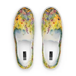 Watercolor Wildflowers Women’s Slip-on Canvas Shoes