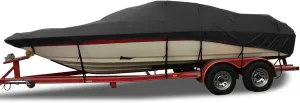 Waterproof Boat Cover, Heavy Duty 600D Marine Grade Oxford Waterproof Durable Tear Proof Boat Cover UV Resistant Cover, for V Hull, Fishing Boat,Black,21to24FT