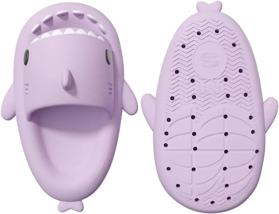 welltree Shark Slides for Women and Men Novelty Pillow Slippers Open Toe Shark Sandals Cushioned Cloud Slides