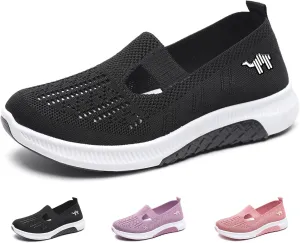 WENOREG Women's Mesh Hollow Out Slip On Walking Sneakers,Adjustable Buckle Non-Slip Soft Bottom Working Lightweight Nurse Shoes