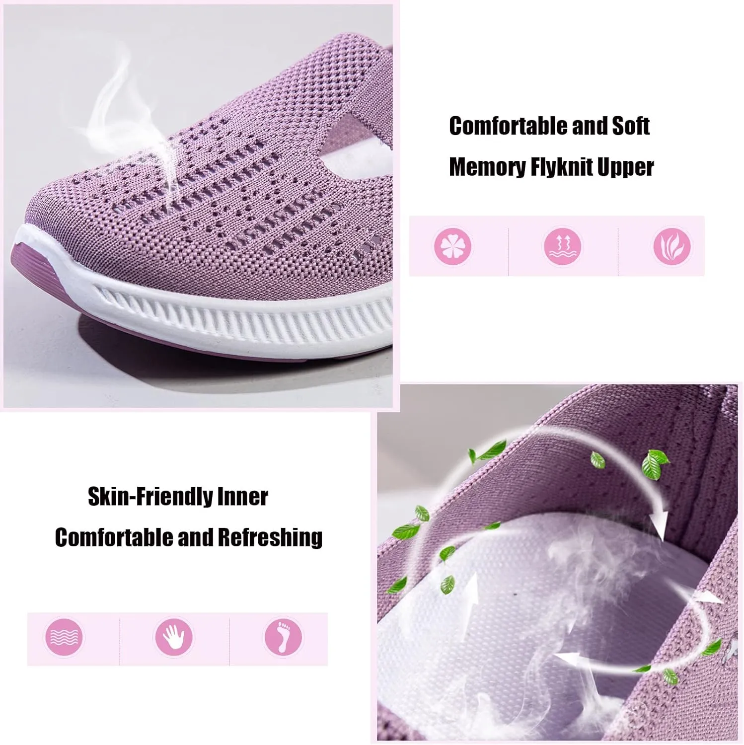 WENOREG Women's Mesh Hollow Out Slip On Walking Sneakers,Adjustable Buckle Non-Slip Soft Bottom Working Lightweight Nurse Shoes