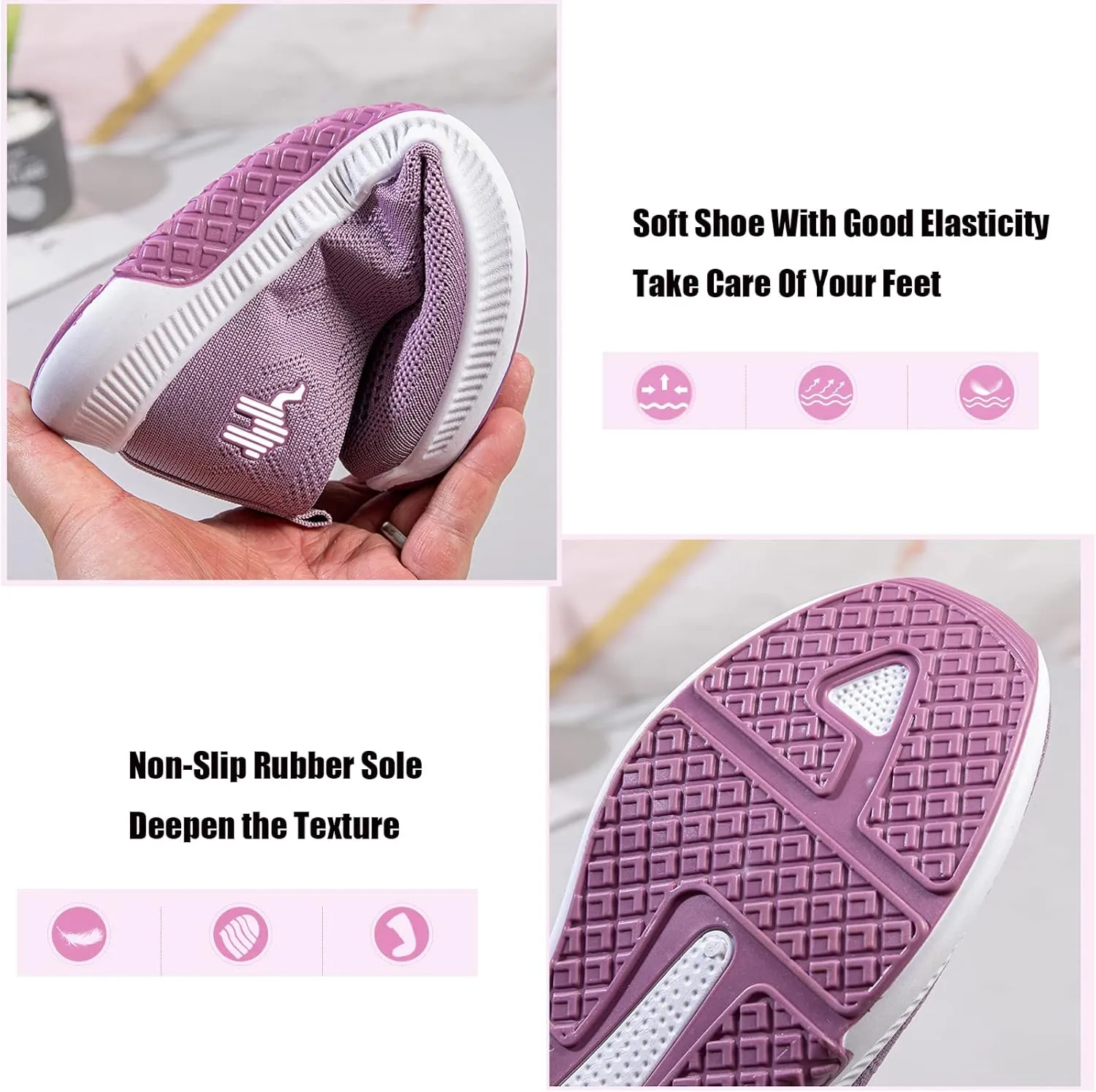 WENOREG Women's Mesh Hollow Out Slip On Walking Sneakers,Adjustable Buckle Non-Slip Soft Bottom Working Lightweight Nurse Shoes