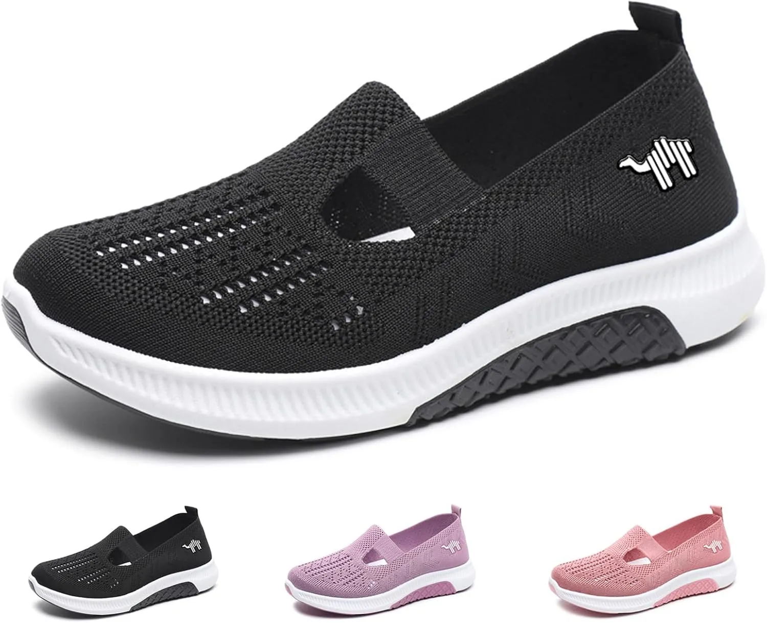 WENOREG Women's Mesh Hollow Out Slip On Walking Sneakers,Adjustable Buckle Non-Slip Soft Bottom Working Lightweight Nurse Shoes