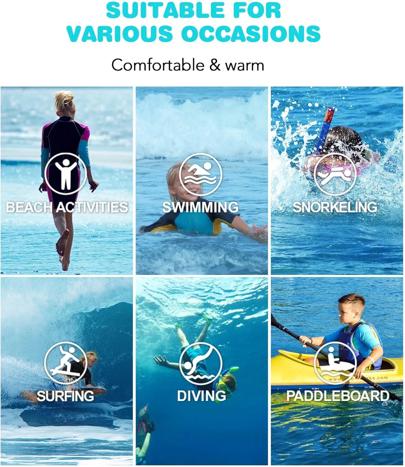 Wetsuit for Kids Boys Girls 2mm Neoprene Wetsuit in Cold Water Swimming and Surfing