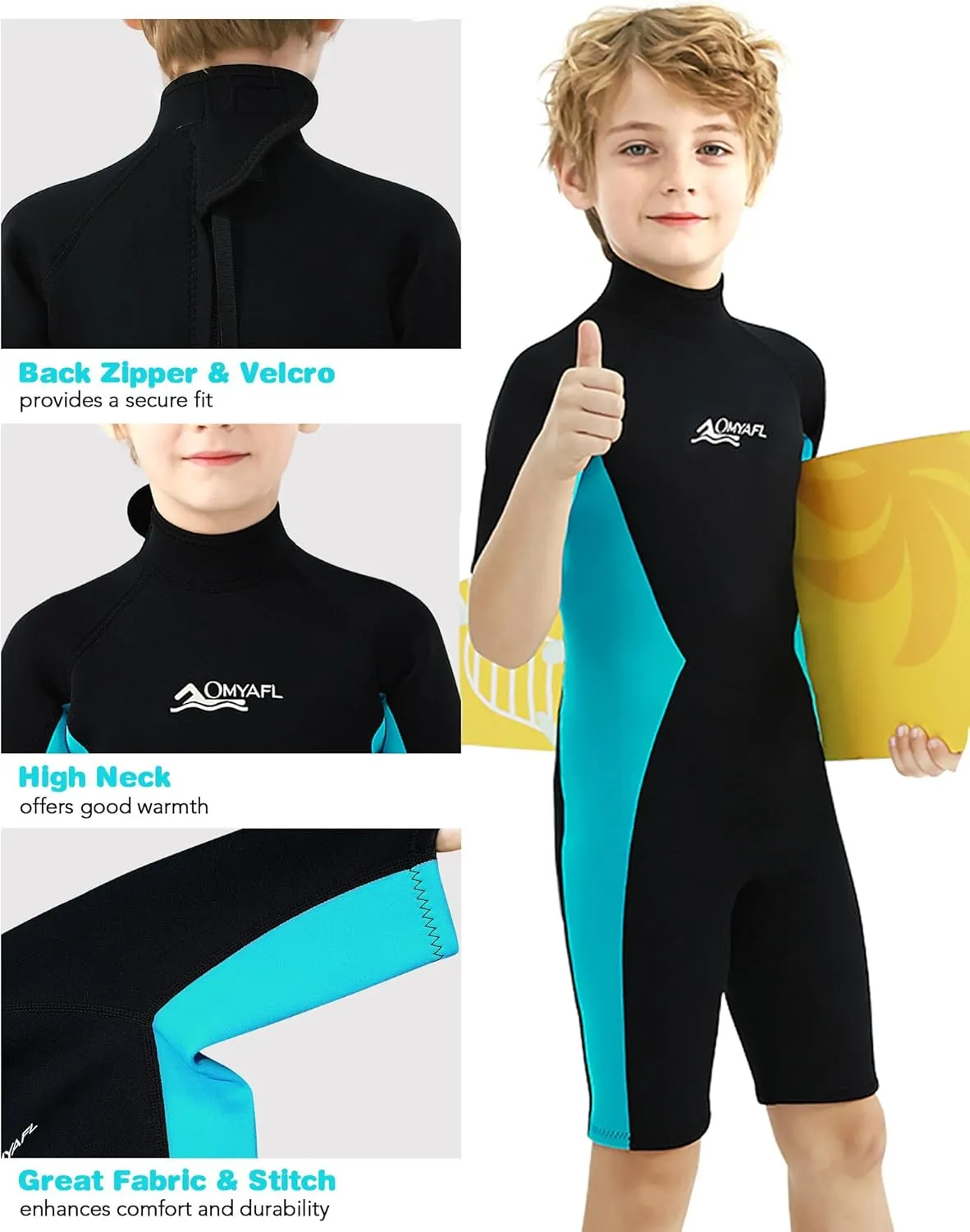 Wetsuit for Kids Boys Girls 2mm Neoprene Wetsuit in Cold Water Swimming and Surfing