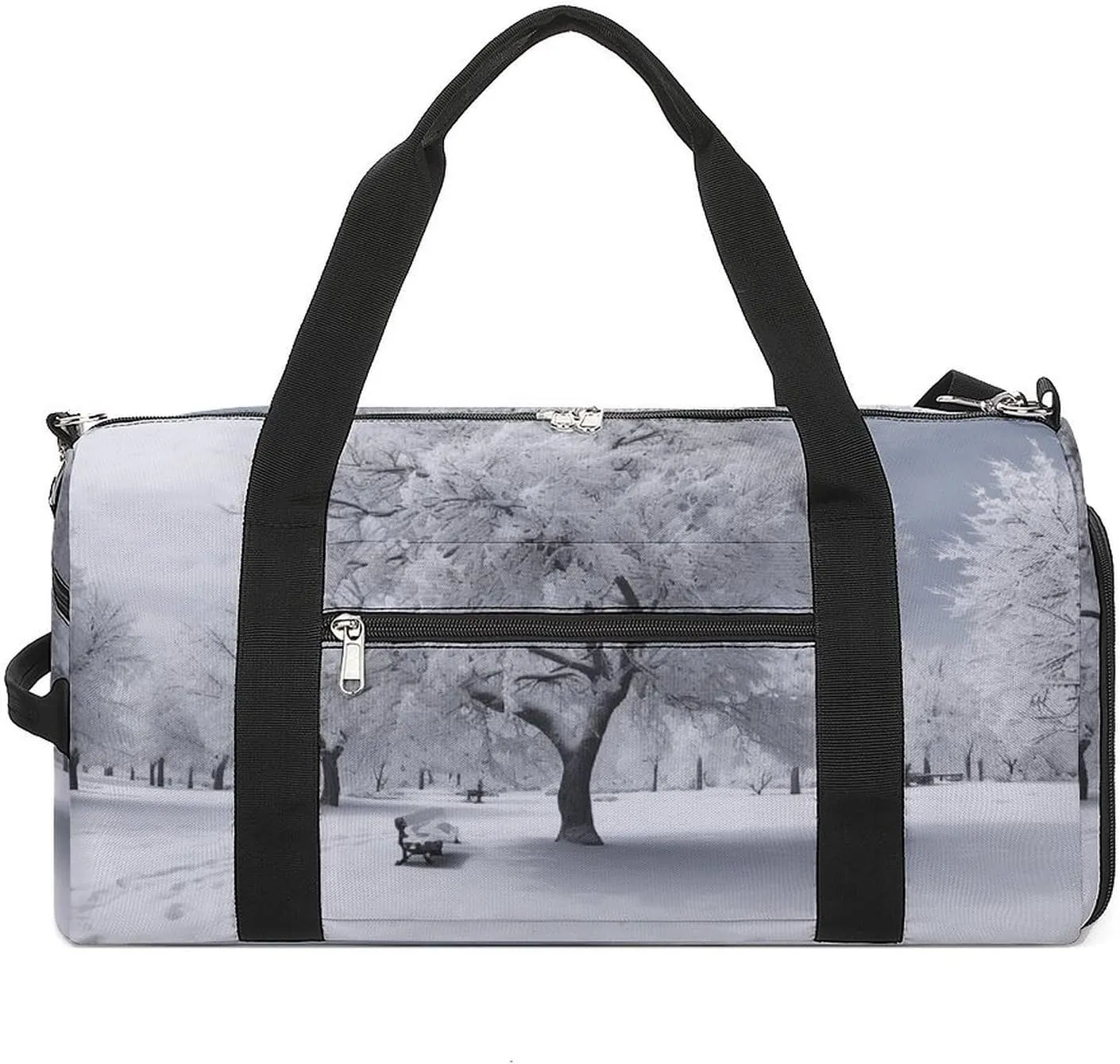 White Snow Tree Sports Gym Bag Carry on Holdalls for Men Small Duffel Bags for Women with Shoe Compartment