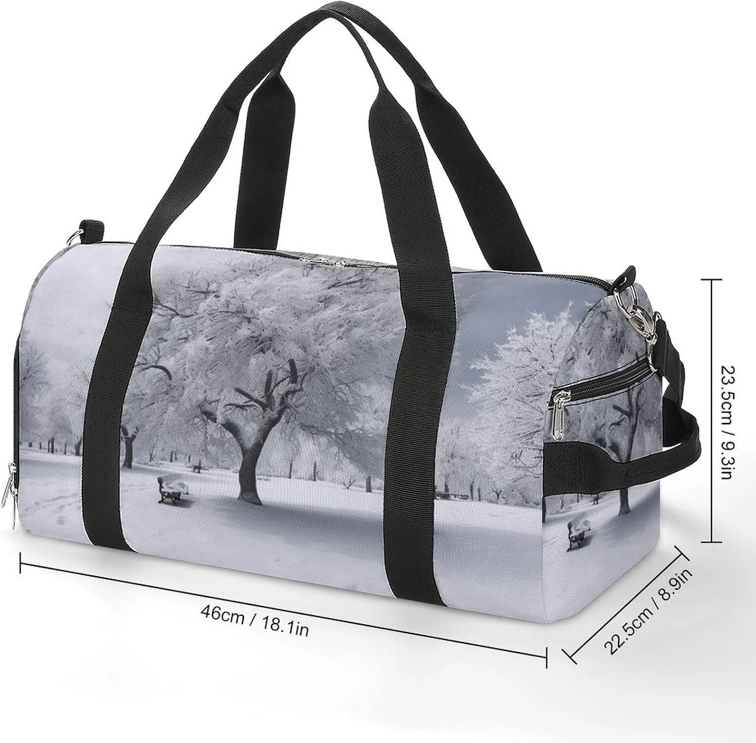 White Snow Tree Sports Gym Bag Carry on Holdalls for Men Small Duffel Bags for Women with Shoe Compartment