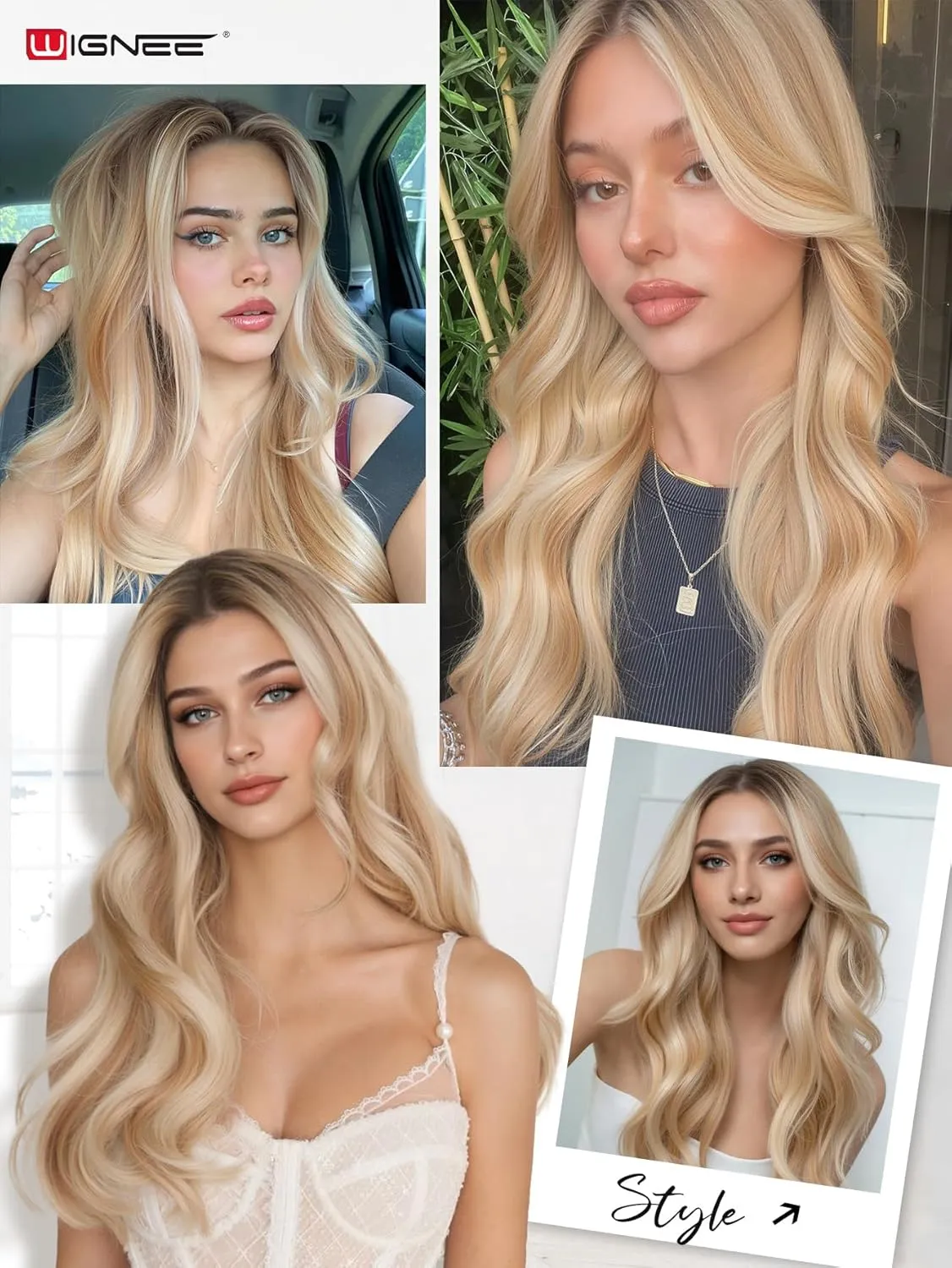 WIGNEE 100% Remy Double Genius Weft Invisible PU OVO Human Hair Extensions 18 Inch Micro Beads Real Human Hair Extensions Highlight Blonde Weft Hair Extensions Human Hair Glueless (18/613)