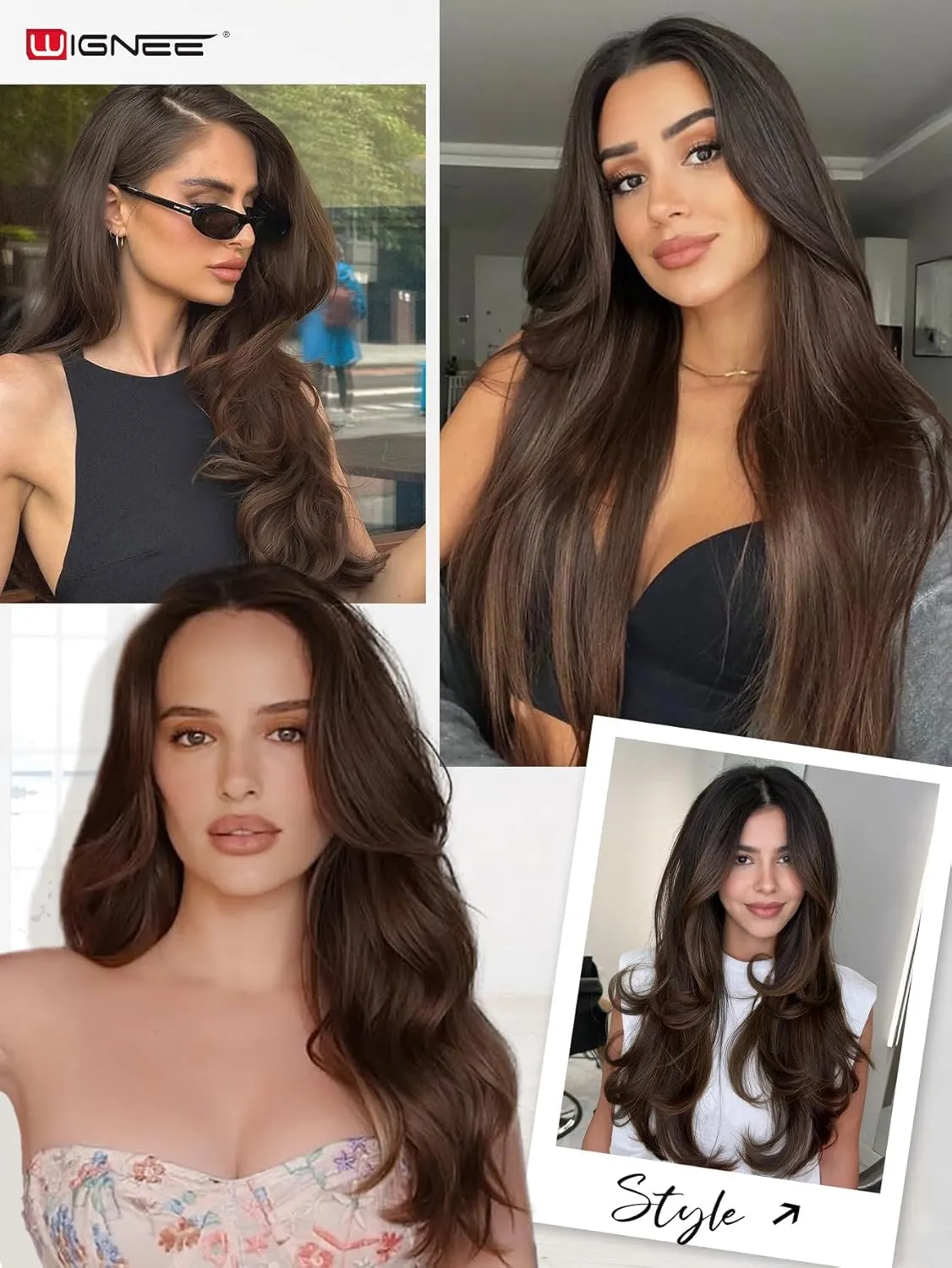WIGNEE Double Invisible PU OVO Human Hair Extensions 100% Remy Hair Weft Brown Hair Extensions Human Hair 2 PCS 18 Inch No Glue Genius Weft Micro Bead Real Human Hair Extensions (2)