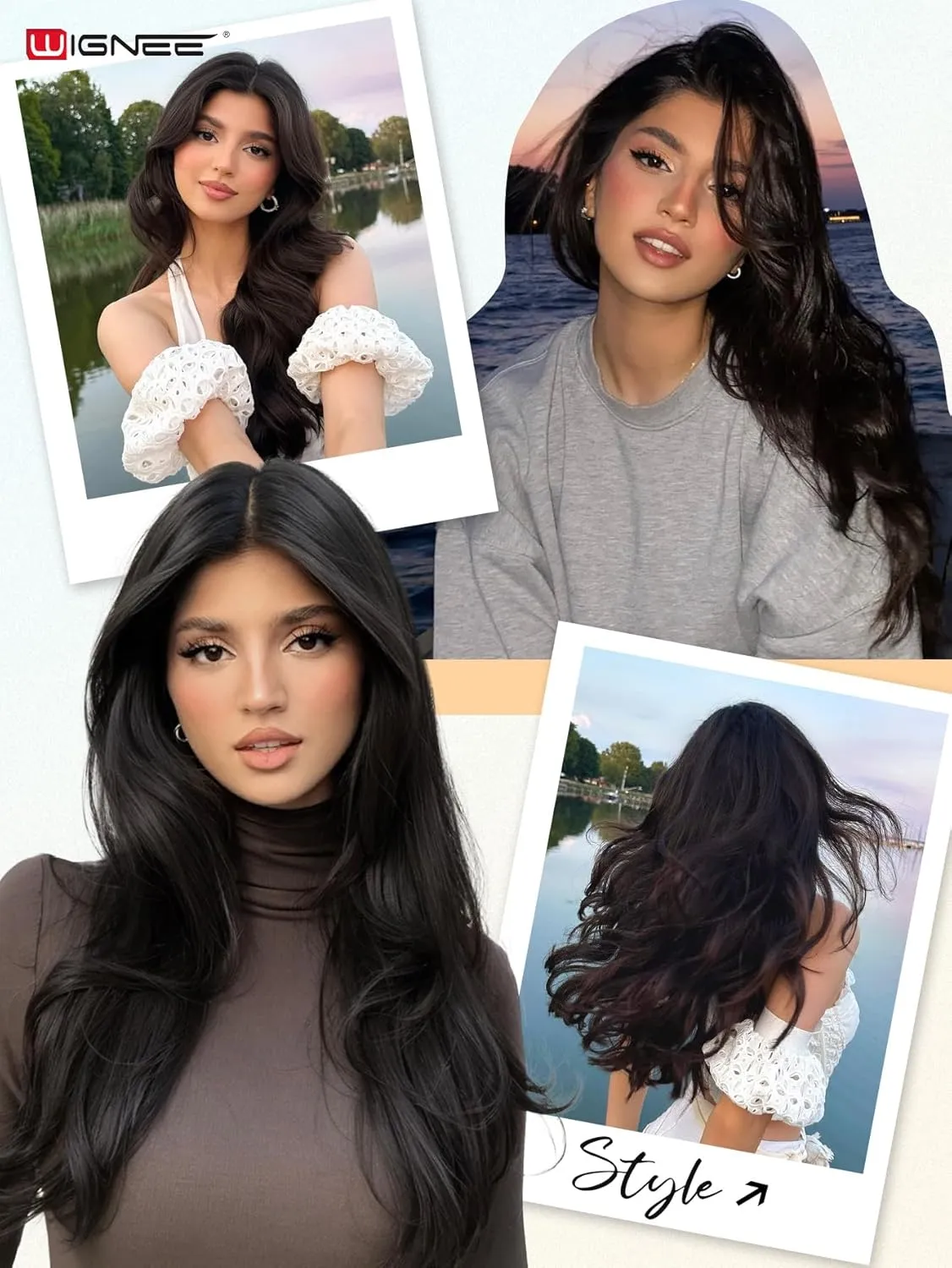 WIGNEE New Double Layered PU OVO Hair Extensions Natural Black Straight Human Hair weft with beads 100% Real Human Hair Extensions 16 Inch Seamless Micro Beads Human Hair Extensions Glueless (1B)