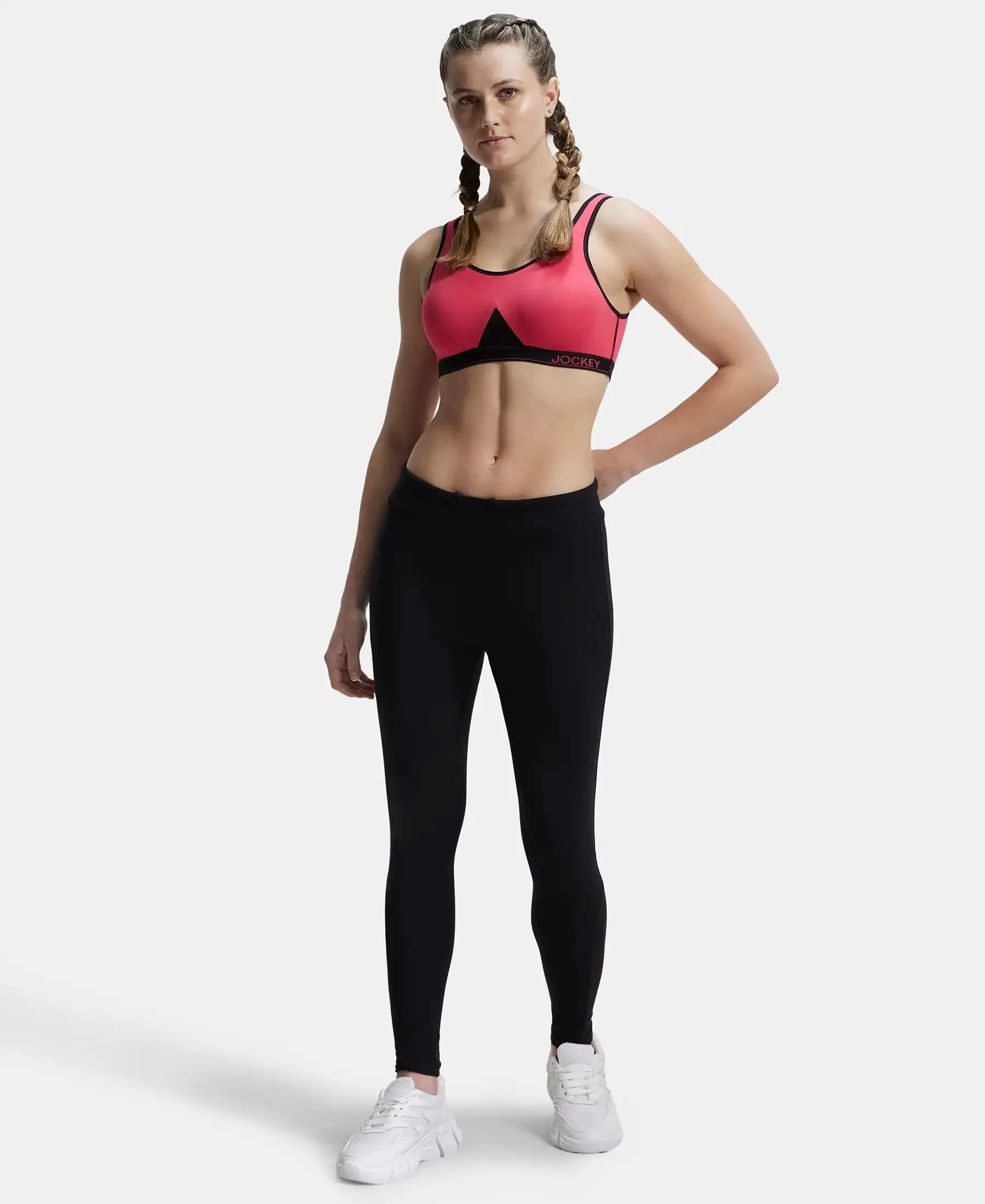 Wirefree Non Padded Super Combed Cotton Elastane Stretch Full Coverage Slip-On Active Bra with Wider Straps and Moisture Move Treatment - Ruby