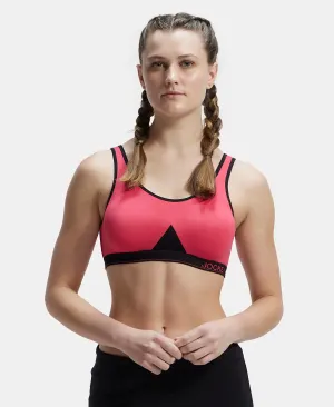 Wirefree Non Padded Super Combed Cotton Elastane Stretch Full Coverage Slip-On Active Bra with Wider Straps and Moisture Move Treatment - Ruby