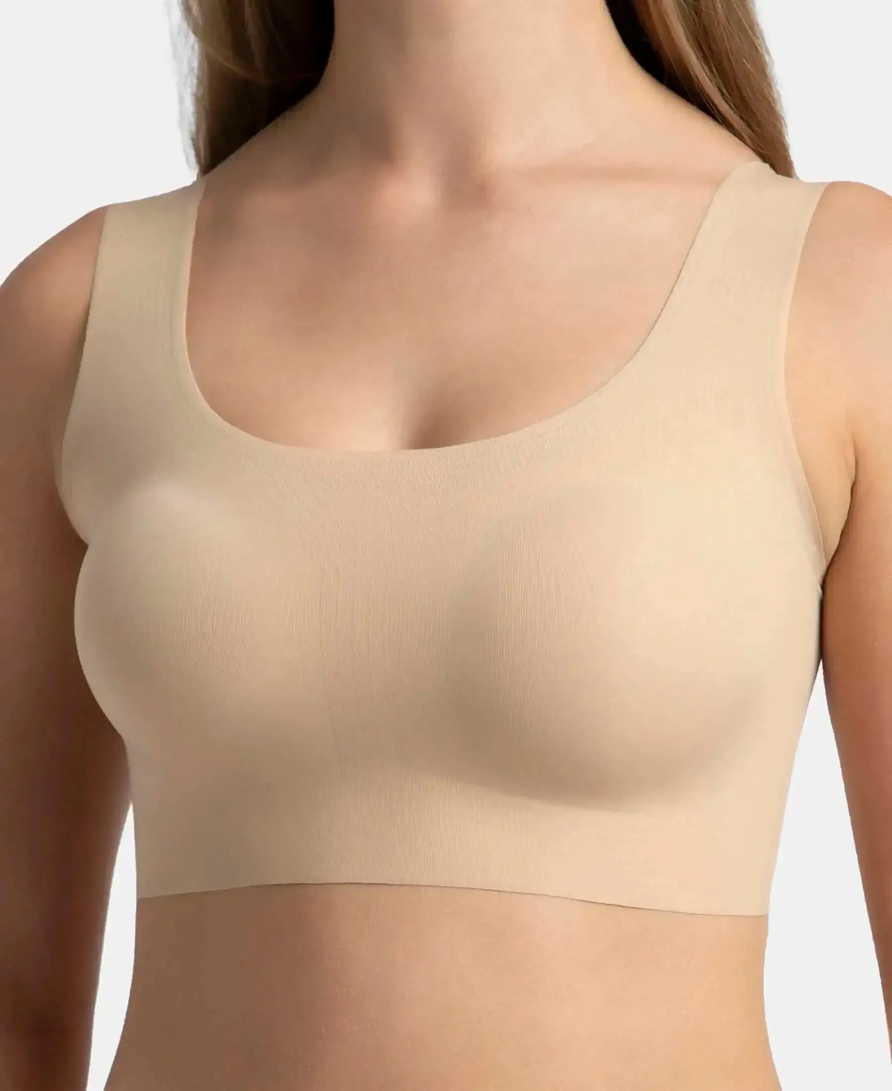 Wirefree Padded Soft touch Microfiber Elastane Full Coverage Lounge Bra with 360 Degree Stretch - Skin