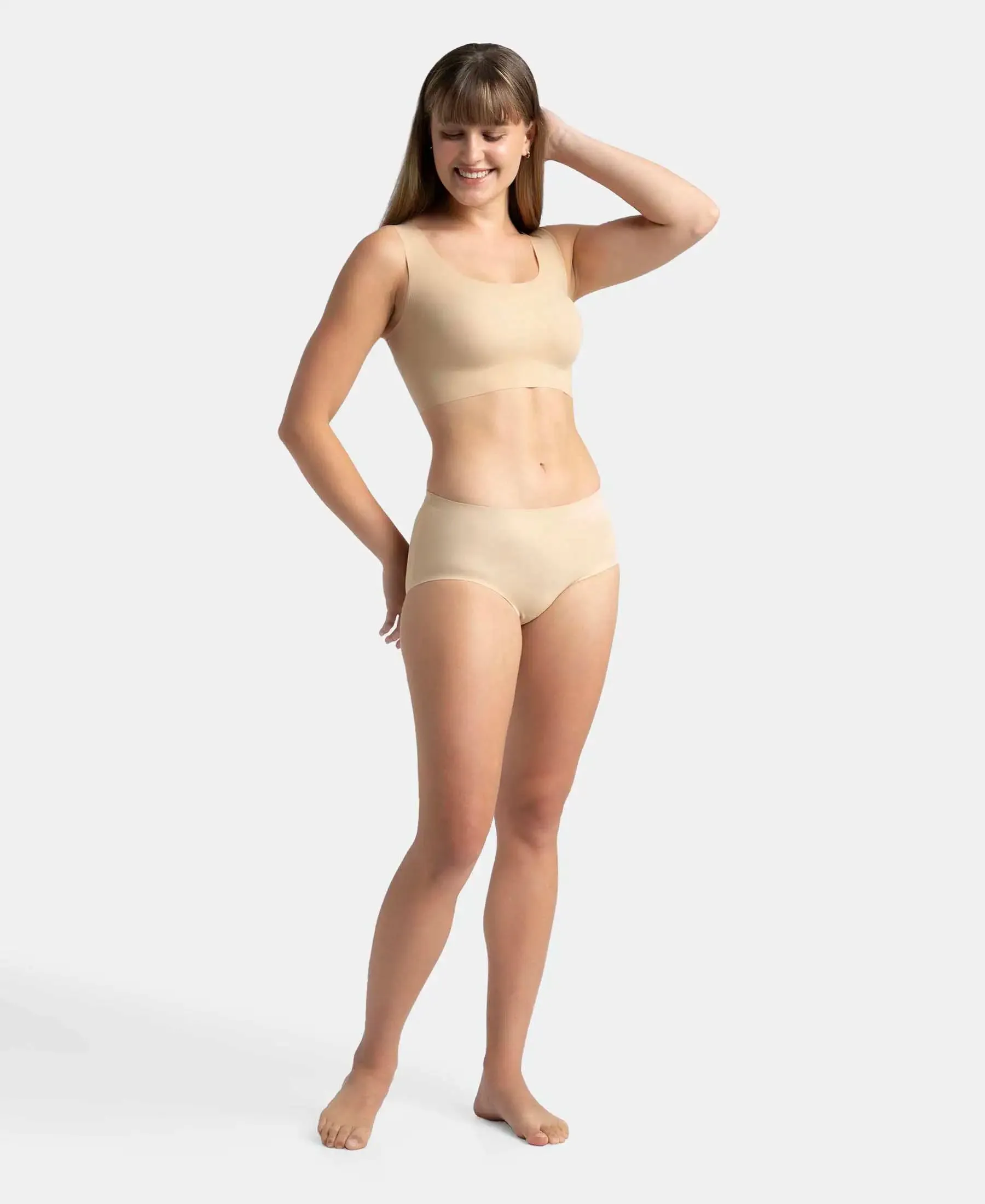 Wirefree Padded Soft touch Microfiber Elastane Full Coverage Lounge Bra with 360 Degree Stretch - Skin