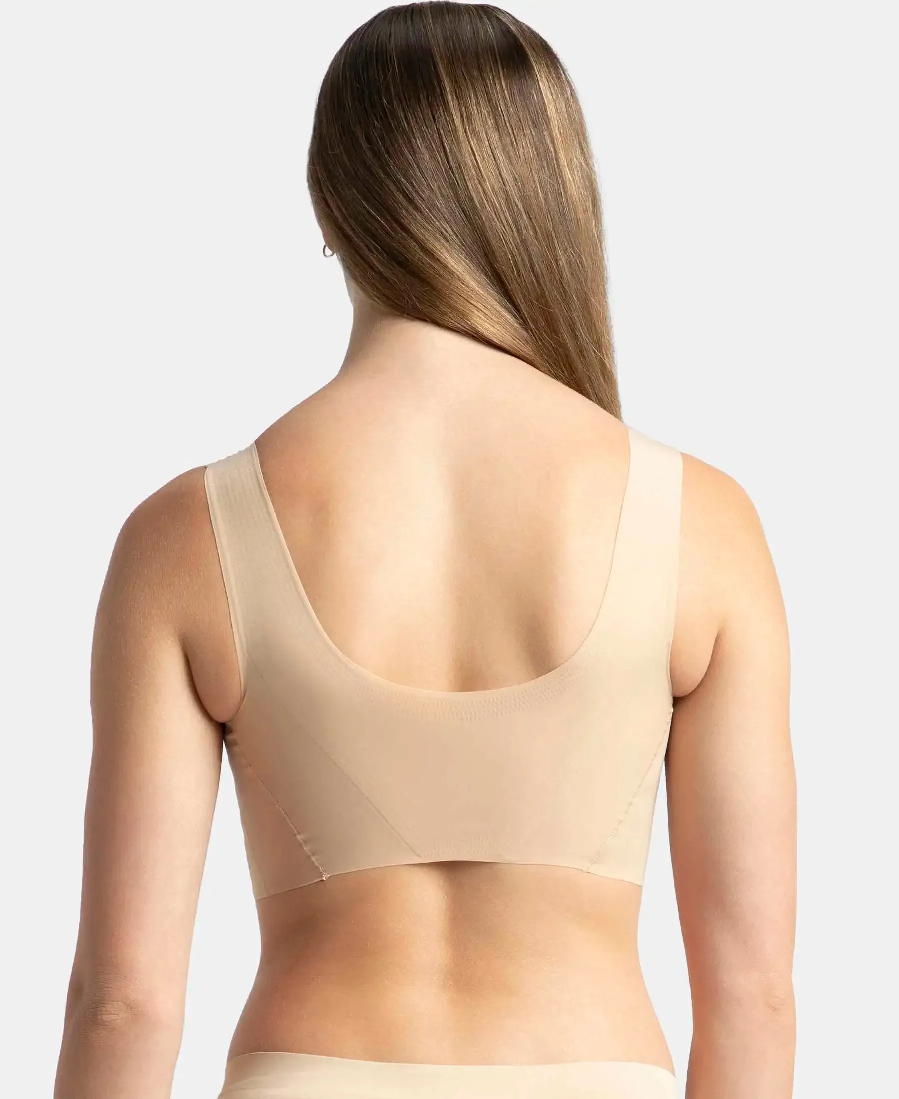 Wirefree Padded Soft touch Microfiber Elastane Full Coverage Lounge Bra with 360 Degree Stretch - Skin