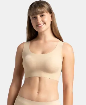Wirefree Padded Soft touch Microfiber Elastane Full Coverage Lounge Bra with 360 Degree Stretch - Skin