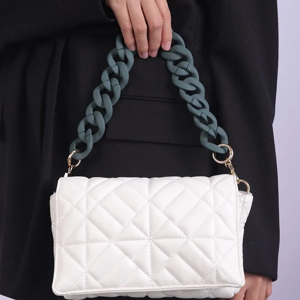 Wiwpar Acrylic Bag Straps Chunky Chains Flat Chain Strap Bag Handle Straps Replacement Purse Chain for Women's Handbags