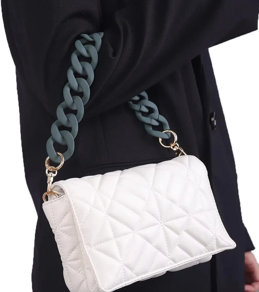 Wiwpar Acrylic Bag Straps Chunky Chains Flat Chain Strap Bag Handle Straps Replacement Purse Chain for Women's Handbags