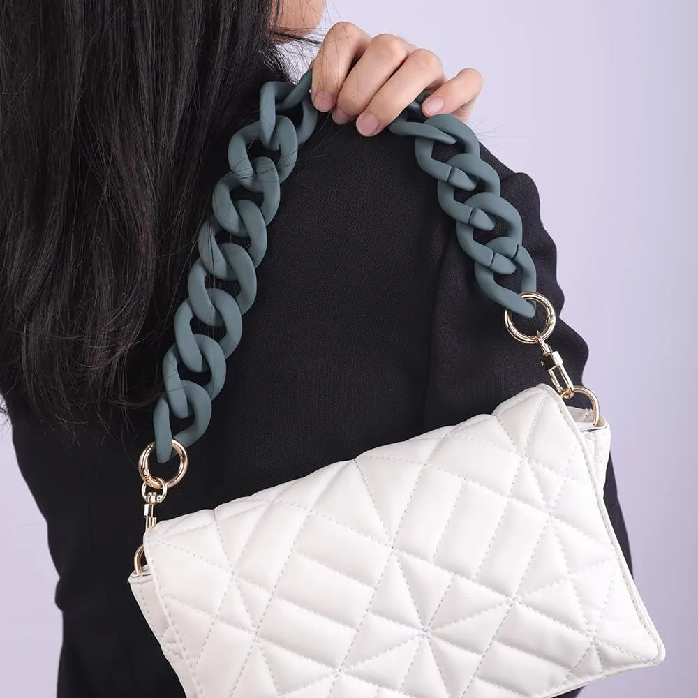 Wiwpar Acrylic Bag Straps Chunky Chains Flat Chain Strap Bag Handle Straps Replacement Purse Chain for Women's Handbags