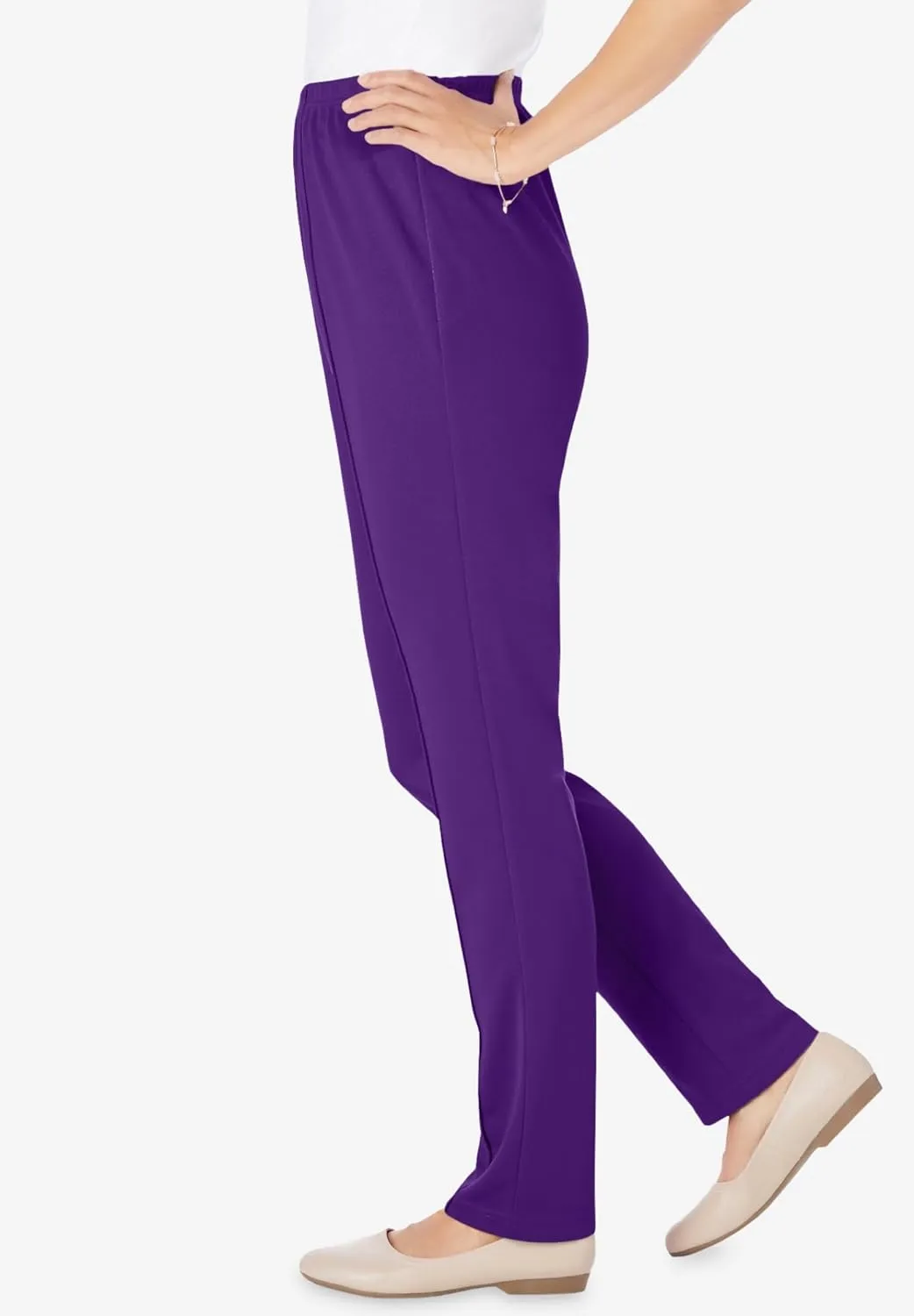 Woman Within Plus Size The Elastic-Waist Soft Knit Pant