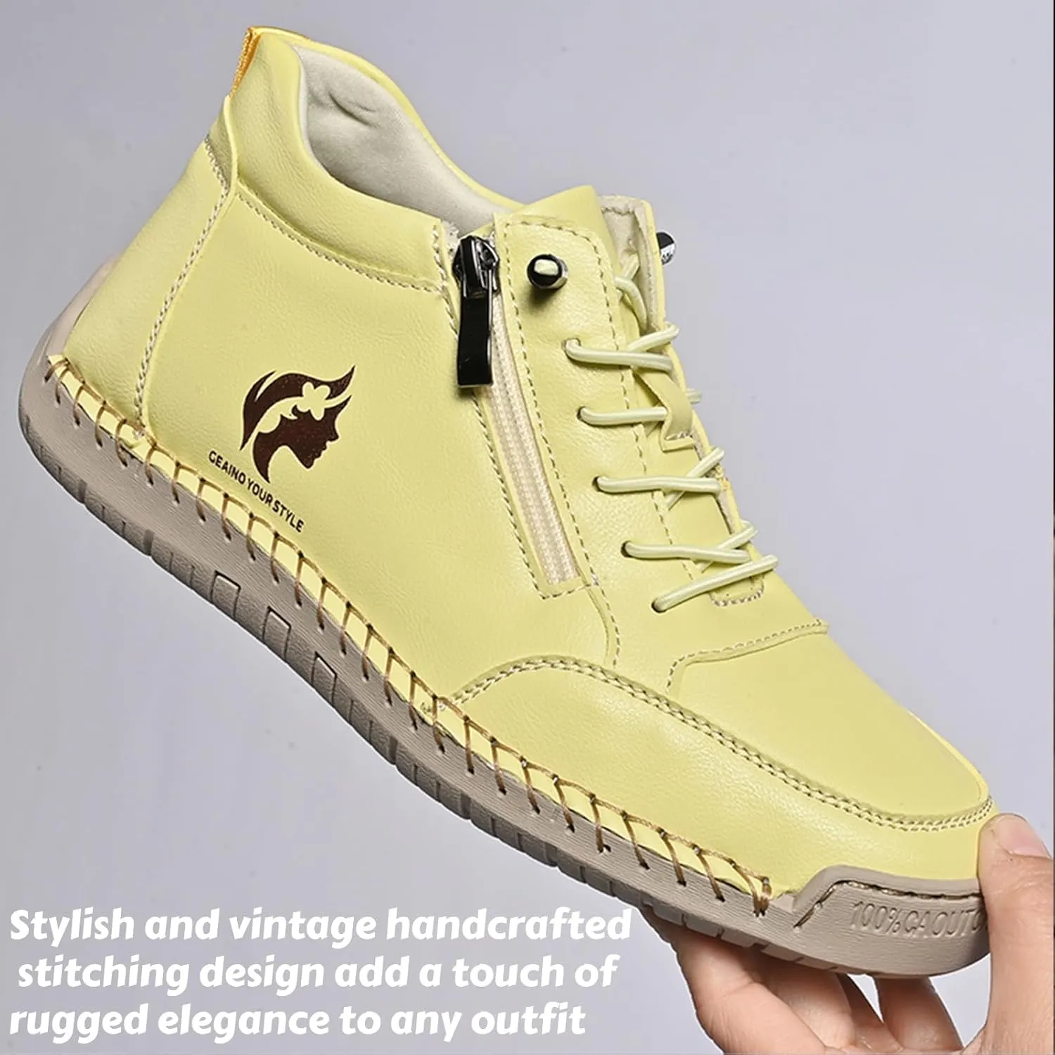 Women Ankle Boots Stylish Casual Sneaker Shoes with Zipper and Lace-Up Design for Easy Slip on, Lightweight and Comfortable