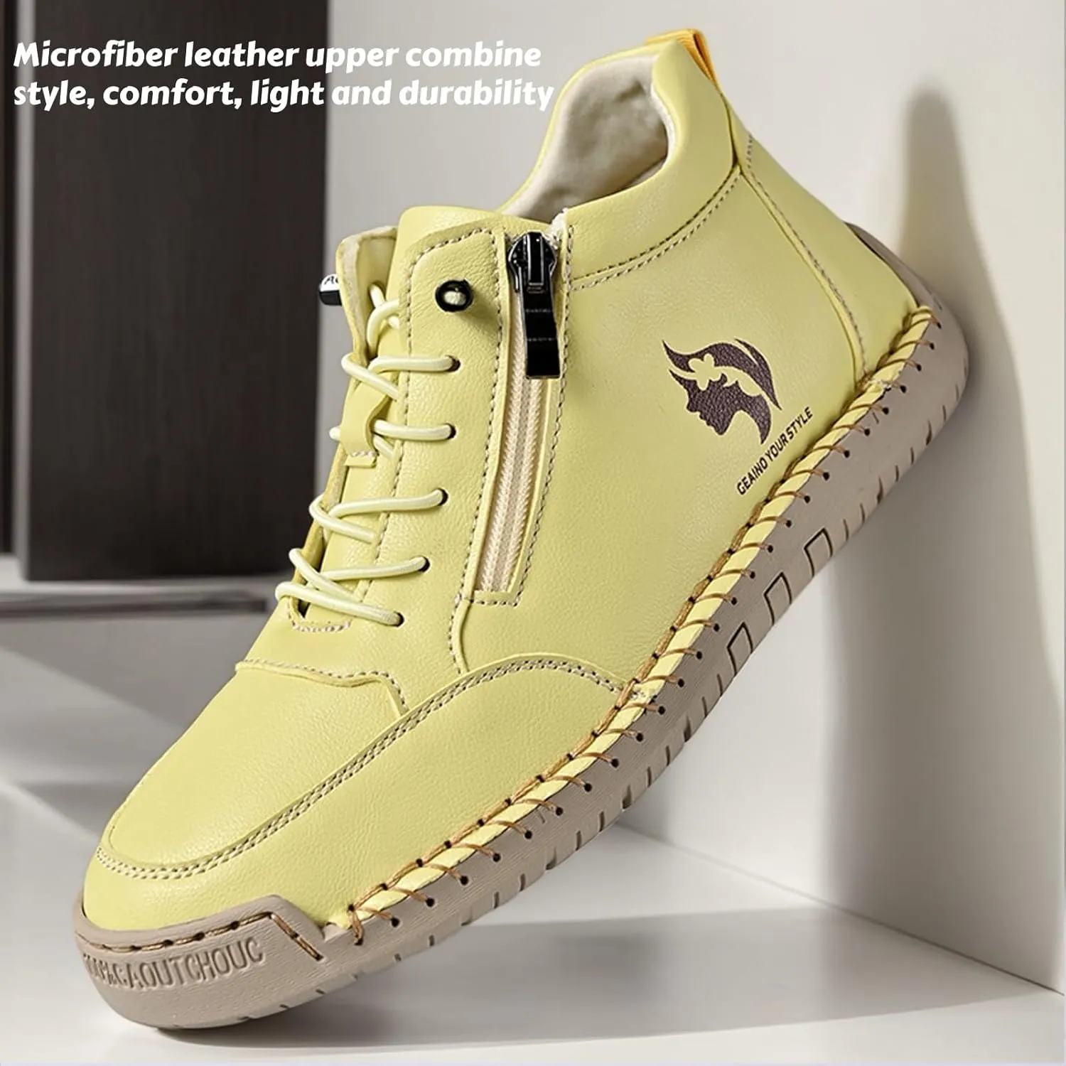 Women Ankle Boots Stylish Casual Sneaker Shoes with Zipper and Lace-Up Design for Easy Slip on, Lightweight and Comfortable