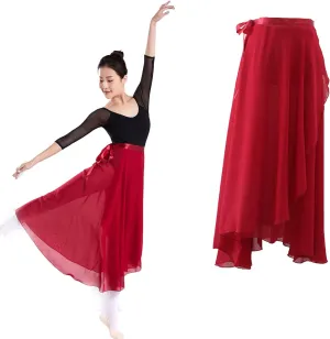 Women Ballet Wrap Skirt Ladies Long Skirts Chiffon Dance Sheer Skirt Summer Beach High Waisted Skirts