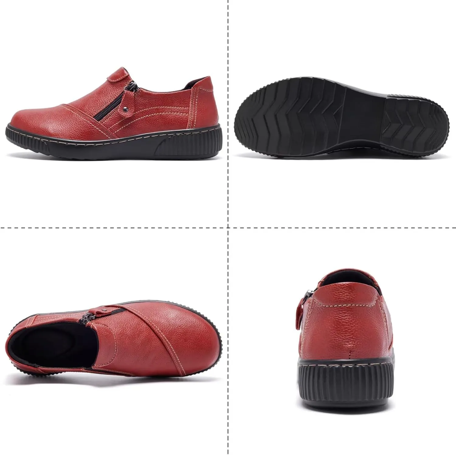 Women Casual Slip on Leather Loafers Dress Walking Shoes