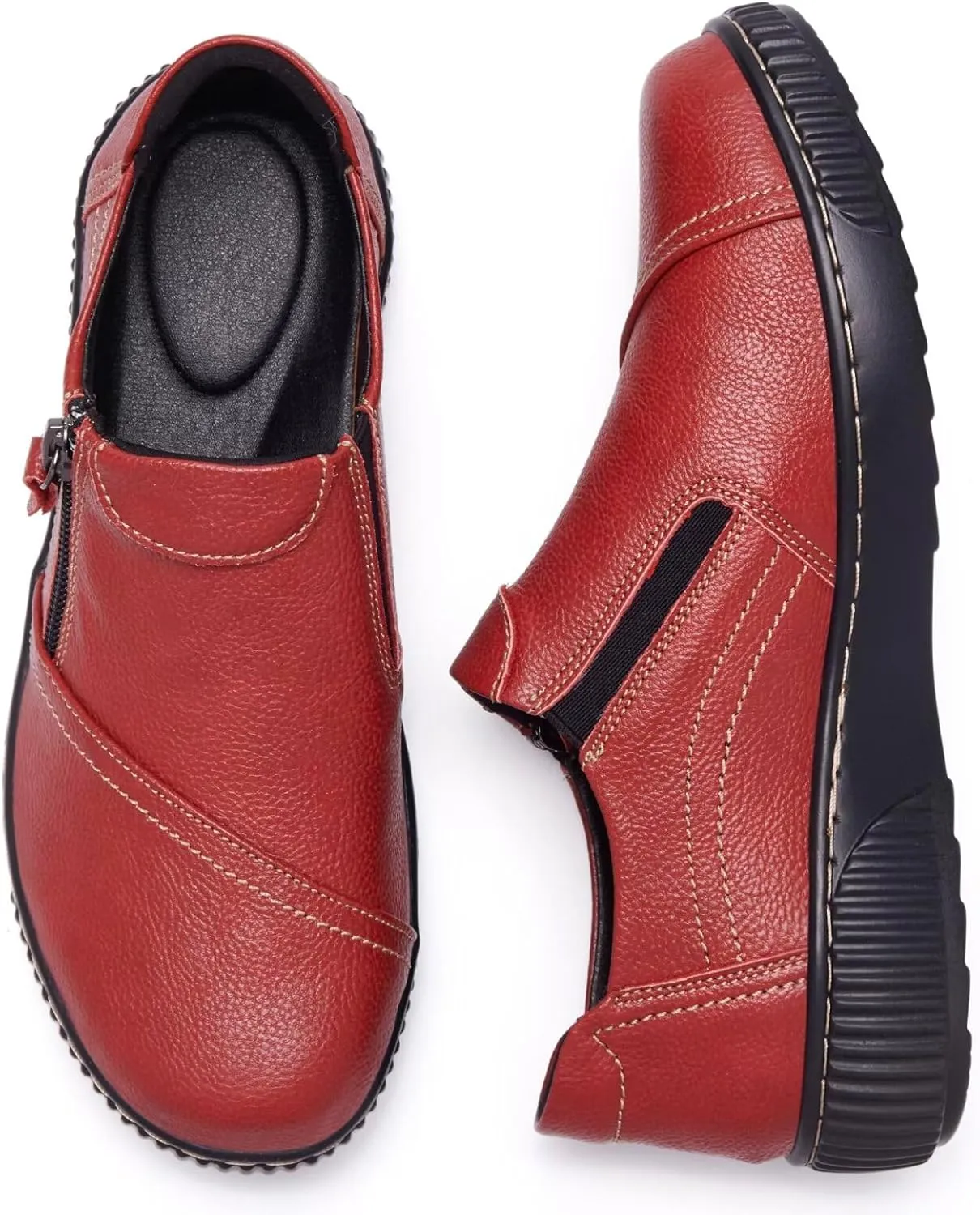 Women Casual Slip on Leather Loafers Dress Walking Shoes