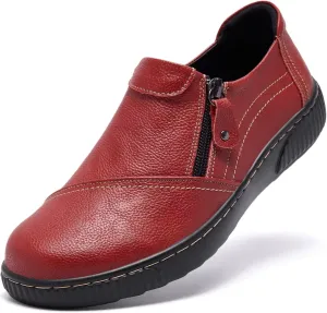 Women Casual Slip on Leather Loafers Dress Walking Shoes