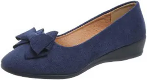 Women Flats Shoes Dressy Comfortable Dressy Black Wide Width Low Wedge Walking Ballet Flats with Bowknot, Work Flat Office Shoes Round Toe Suede Mary Jane