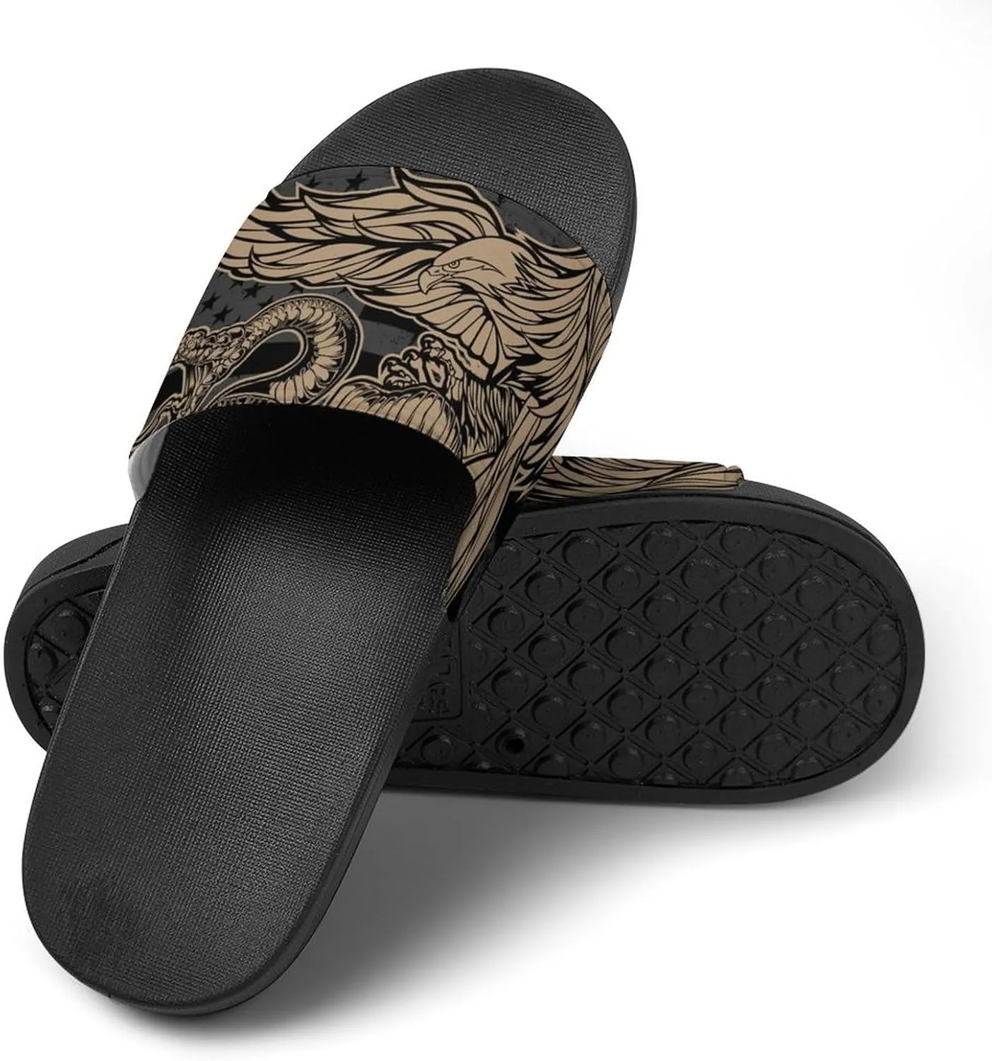 Women Men Slide Slippers Sandals Shower Home Beach House Shoes Gifts, Snake And Eagle Flag USA America