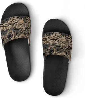 Women Men Slide Slippers Sandals Shower Home Beach House Shoes Gifts, Snake And Eagle Flag USA America